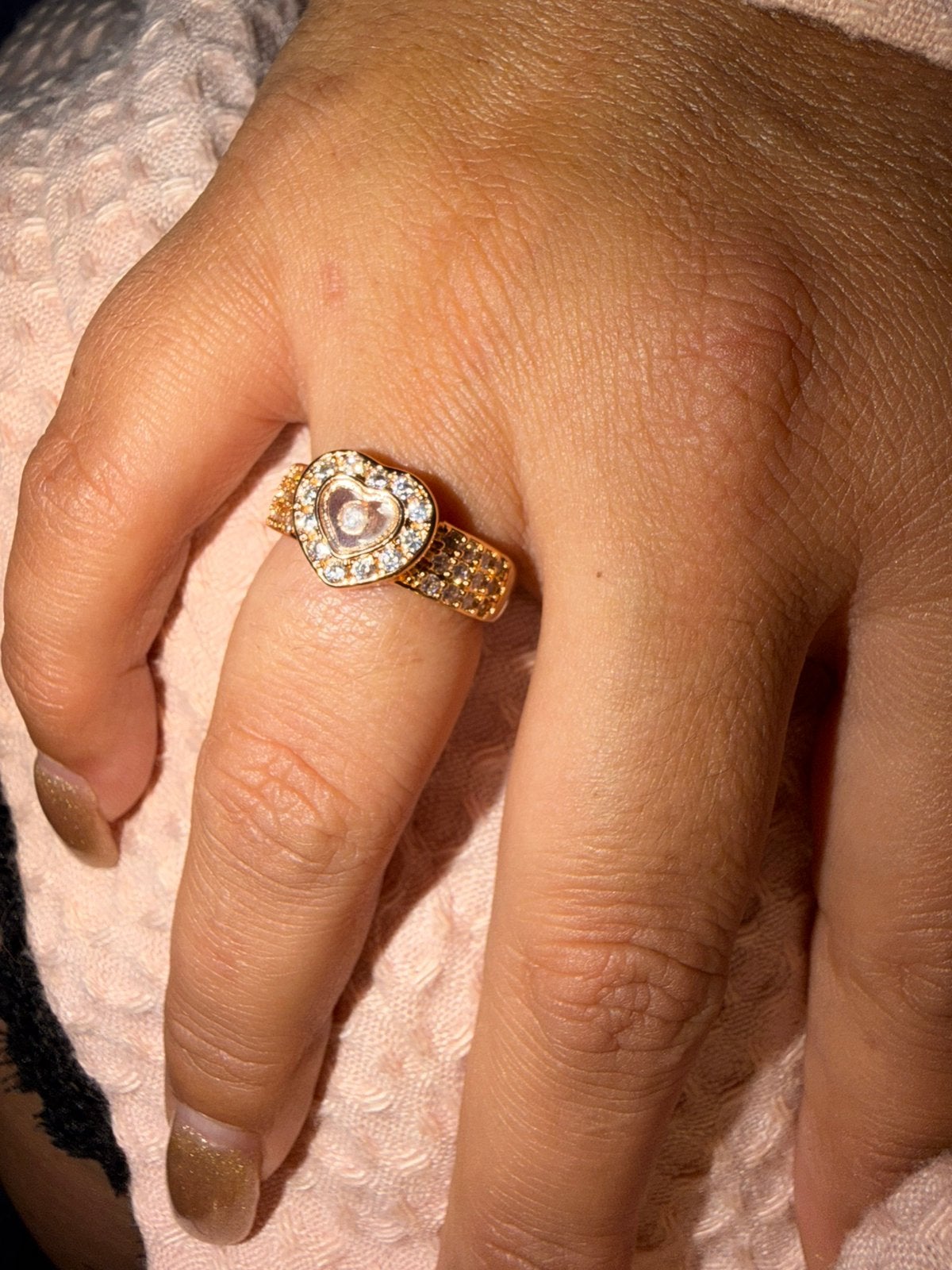 Gouden hartjes ring, Verzenden, Goud, Dame