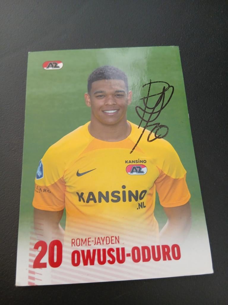 Gesigneerde spelerskaart Rome-Jayden Owusu-Oduro (AZ), Ophalen of Verzenden