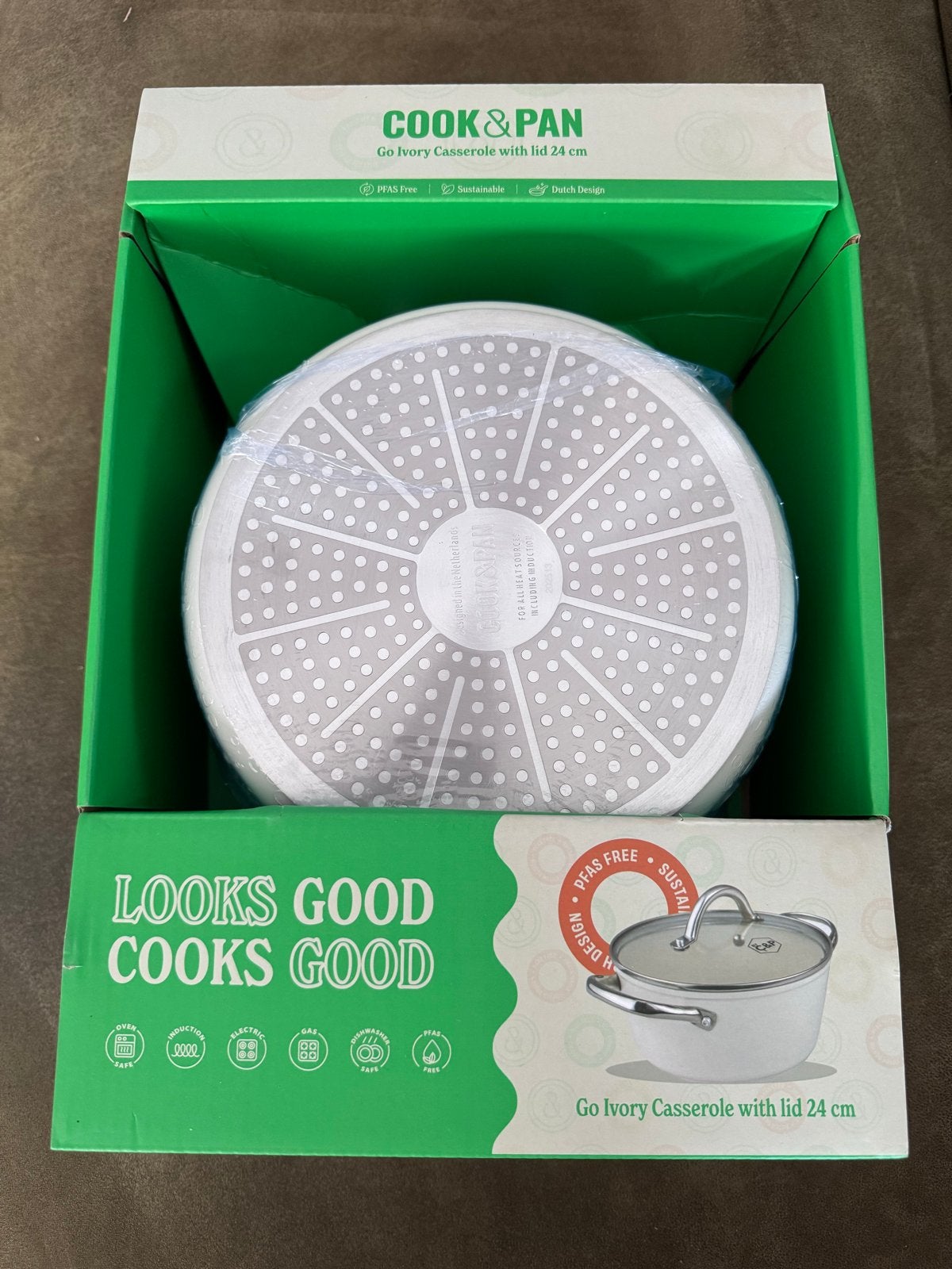 Cook&Pan Go Ivory Braadpan met deksel 24 cm, Overige materialen, Braadpan, PFAS-vrij, Nieuw