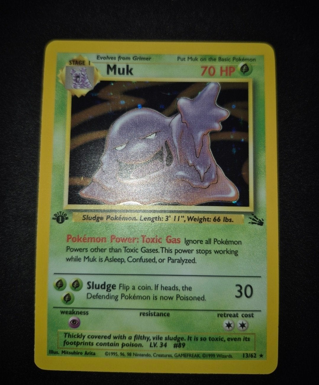 Pokémon Kaart Muk 13/62 Jungle Set Holo Rare, Ophalen of Verzenden, Gebruikt, Losse kaart