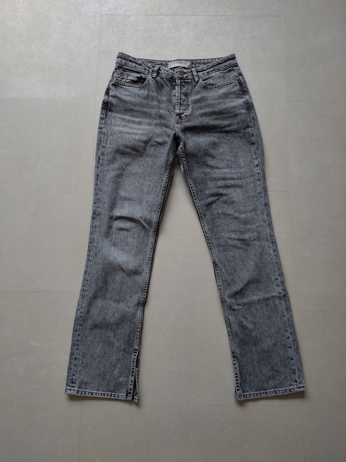 Yaya grijze jeans spijkerbroek met splitjes onderaan 38, Verzenden, Maat 36 (S), Onbekend, Zo goed als nieuw