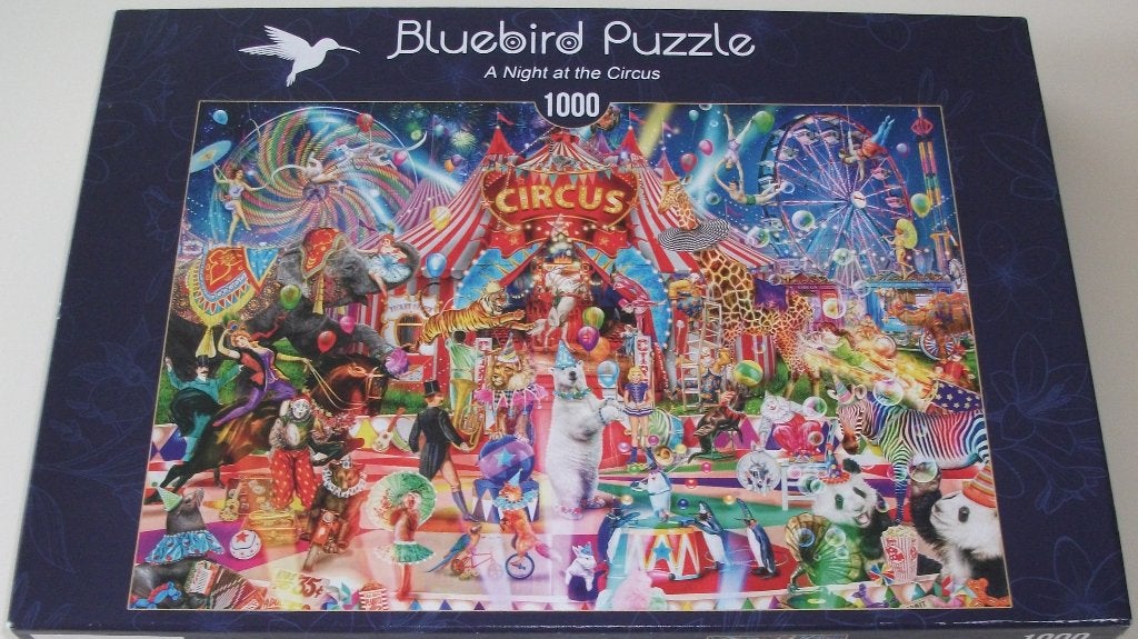 Puzzel *** A NIGHT AT THE CIRCUS *** 1000 stukjes Bluebird, Ophalen of Verzenden, 500 t/m 1500 stukjes, Gebruikt, Legpuzzel