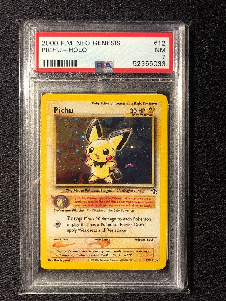 Pichu holo neo genesis psa 7, Ophalen of Verzenden, Zo goed als nieuw, Losse kaart