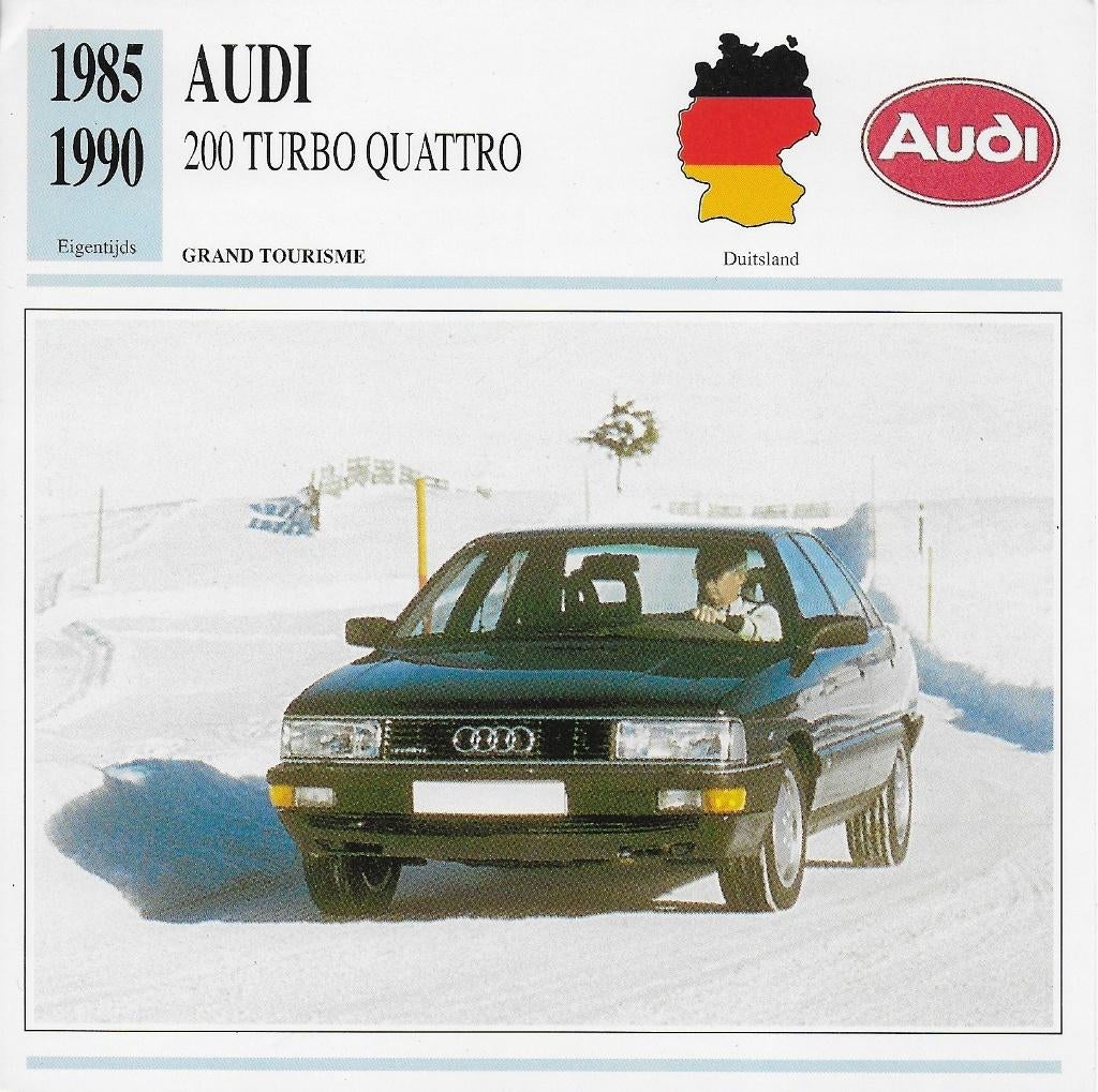 C137 autokaart audi 200 turbo quattro ( 1985 - 1990 ), Verzamelen, Ophalen of Verzenden, Zo goed als nieuw, Auto's