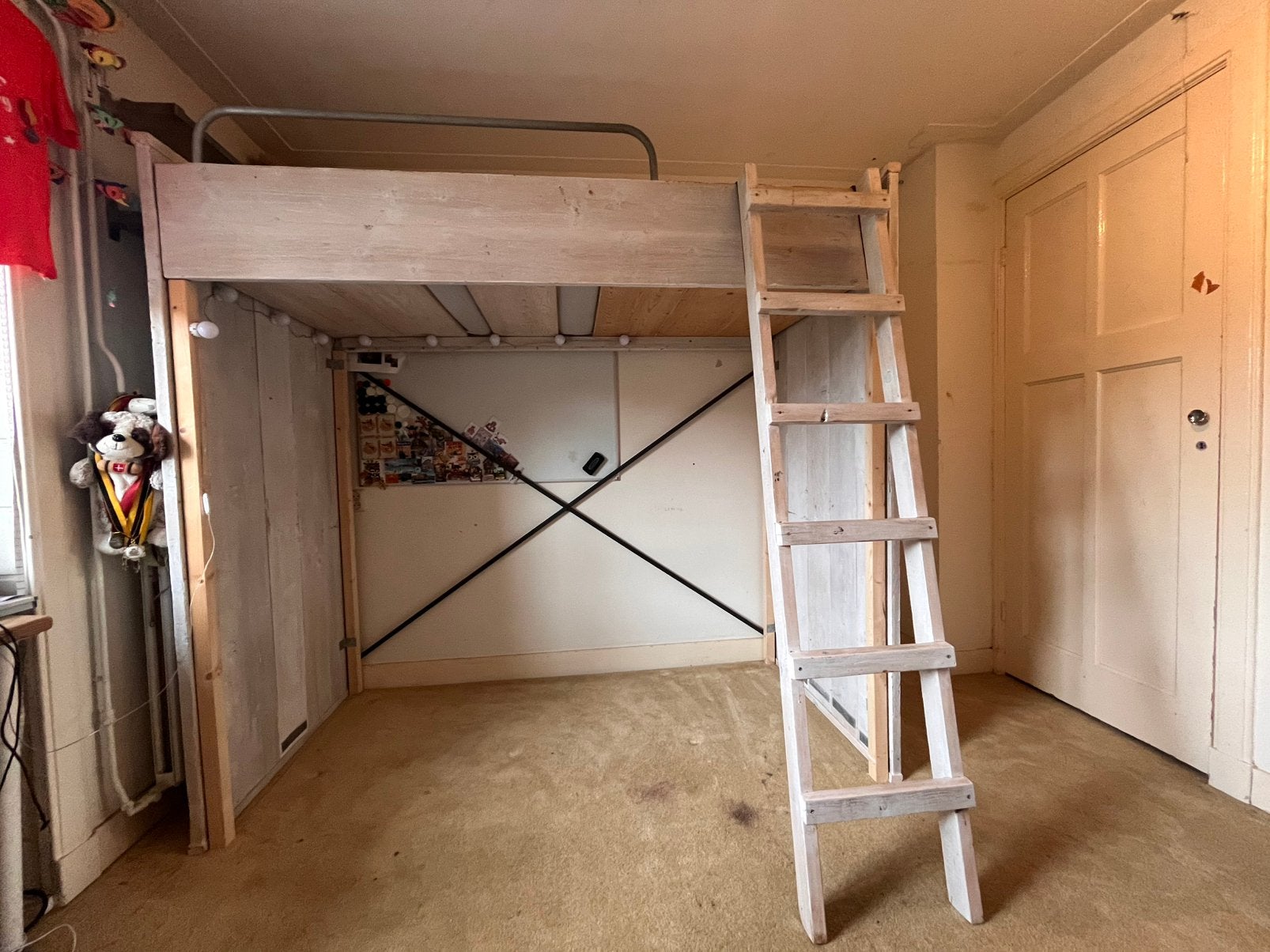 Stoere en robuuste hoogslaper van steigerhout – 90 x 200 cm, Ophalen, Hoogslaper, Eenpersoons, 210 cm