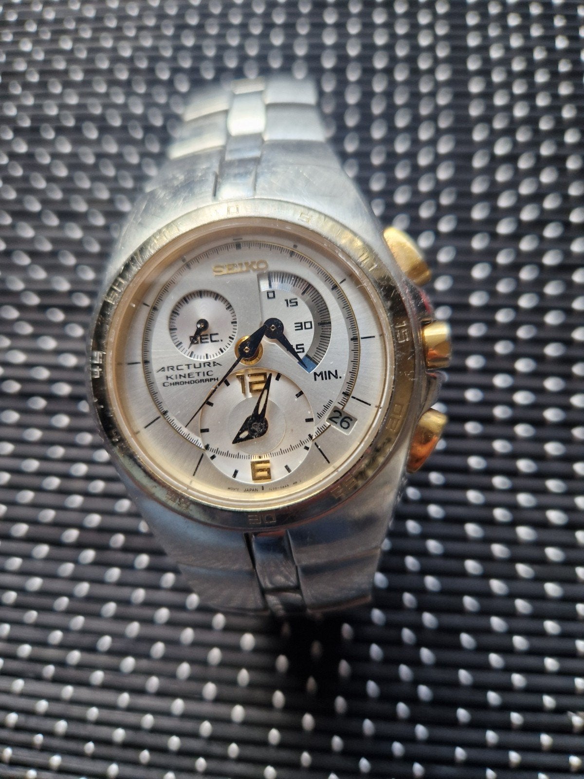 Seiko Arctura Kinetic Chronograph met probleem, Gebruikt, Staal, Polshorloge, Ophalen of Verzenden