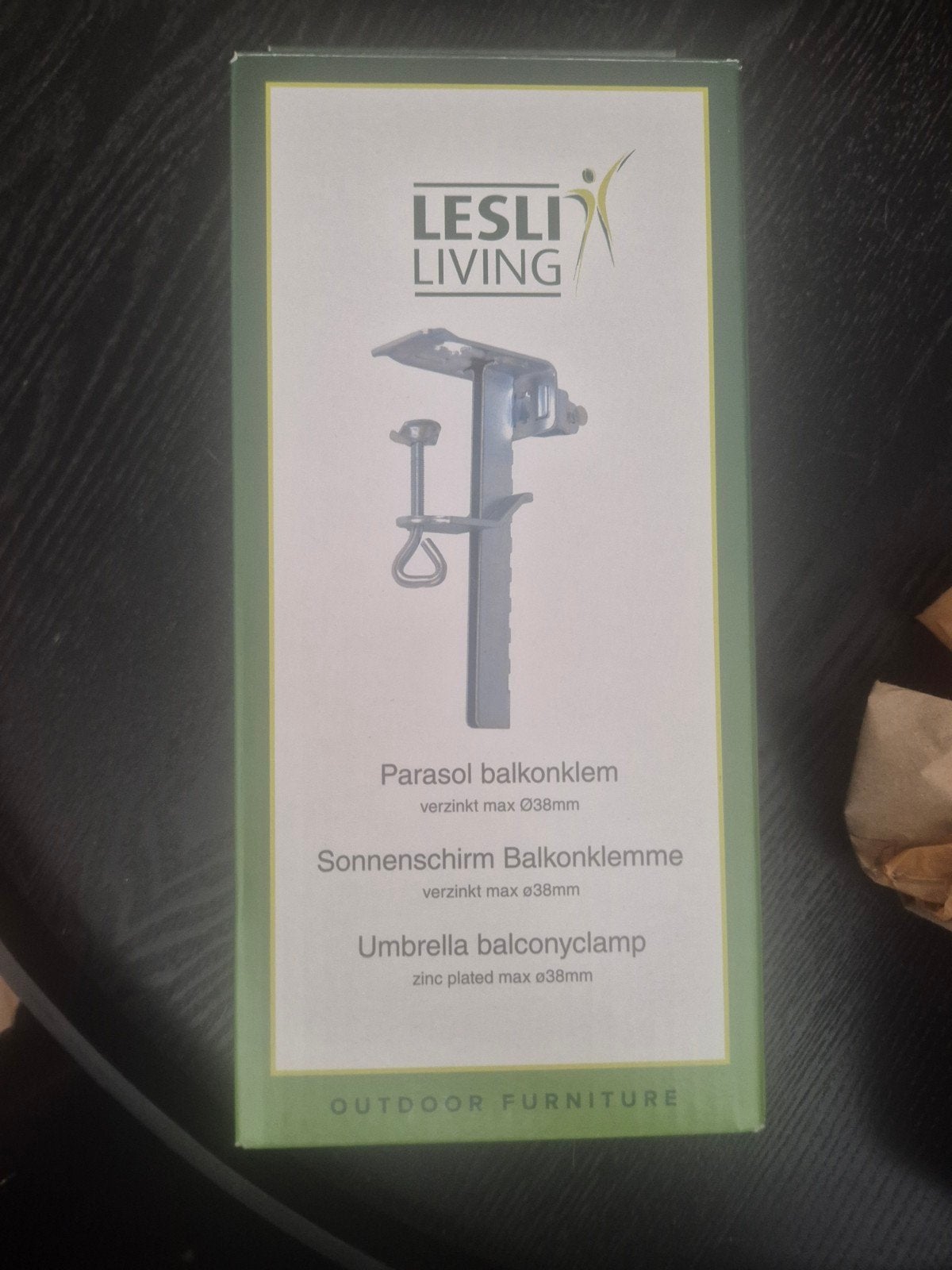 Lesli Living Parasol Balkonklem - Zink, Max Ø38mm, Ophalen of Verzenden, Nieuw, Minder dan 1 meter, Parasolvoet
