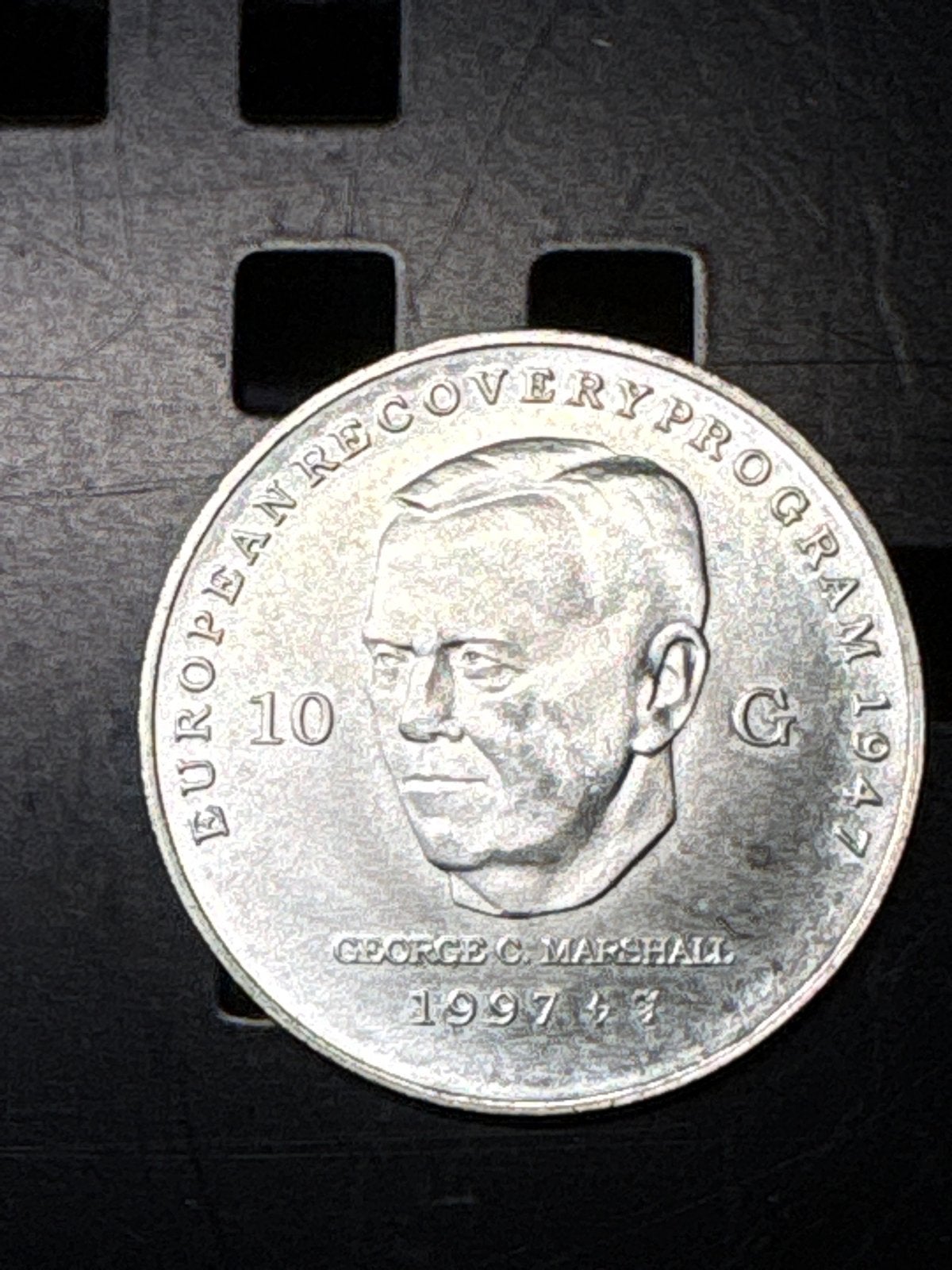 Zilveren 10 Gulden Munt Koningin Beatrix Marshall Plan, Koningin Beatrix, Zilver, Ophalen of Verzenden, Losse munt