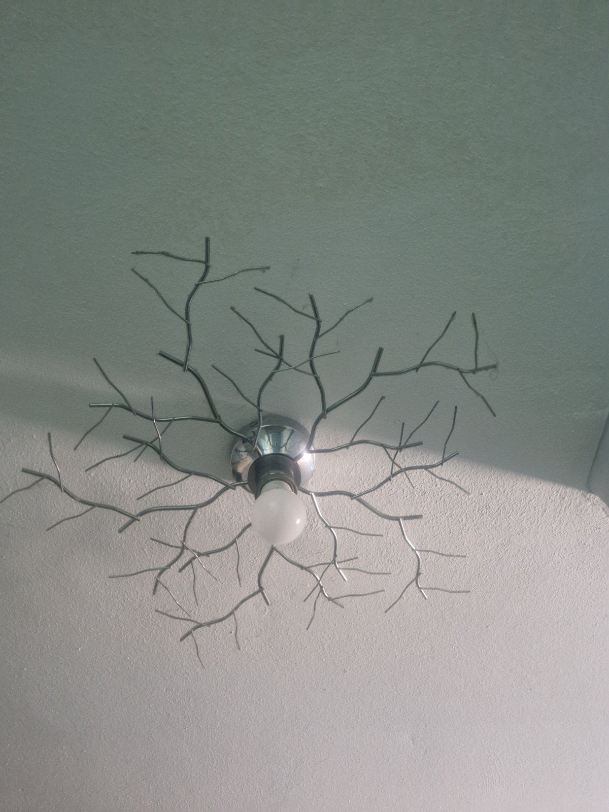 Leuke plafondlamp in takken design, Huis en Inrichting, Metaal, Gebruikt, Ophalen of Verzenden, Zilver