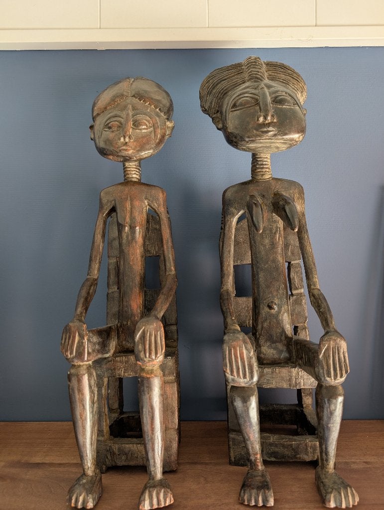 Prachtig Antiek  Authentiek Dogon Voorouderpaar  Mali 60 cm, Ophalen