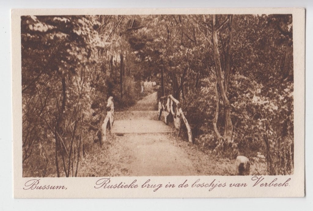379 Bussum: Rustieke brug in de boschjes van Verbeek B16, Verzamelen, Verzenden, 1920 tot 1940, Ongelopen, Noord-Holland