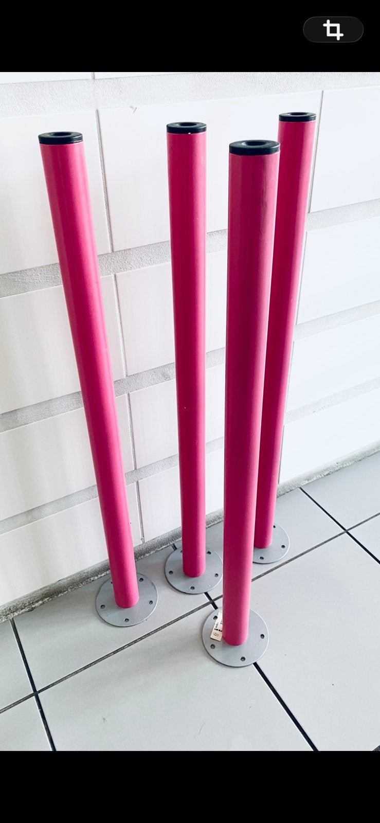 set:  4 IKEA ‘ADILS’  TAFELPOTEN, Ophalen, Tafelpoot, 50 tot 100 cm, Rond
