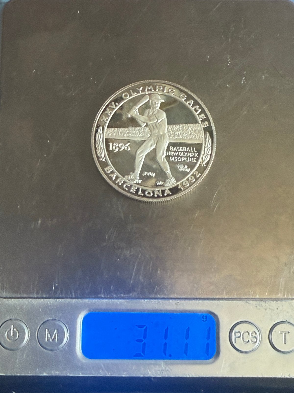 1992 Barcelona Olympische Spelen Baseball Zilveren Munt, Ophalen of Verzenden, Zilver