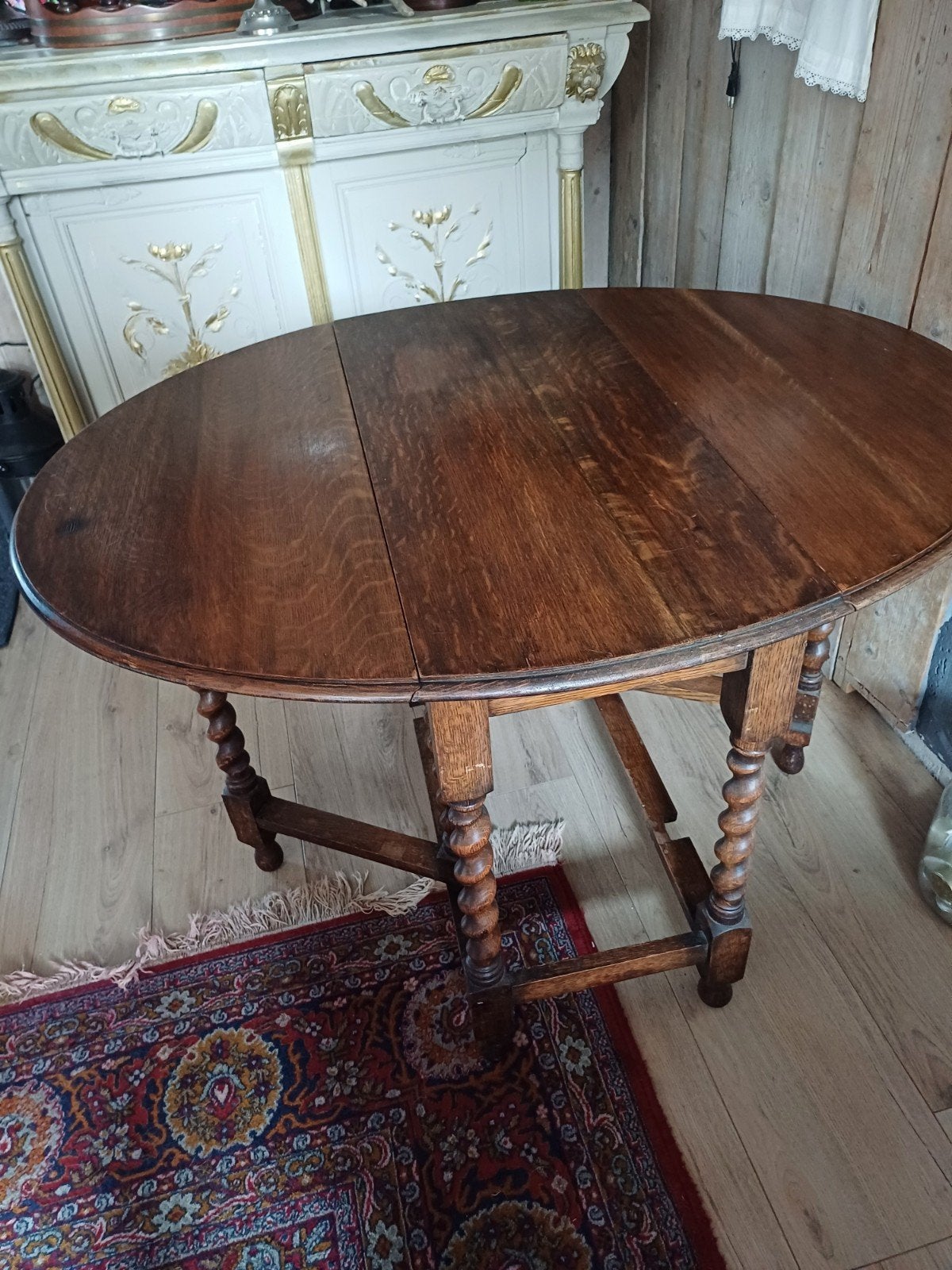 Antieke Barly Twist Tafel - 72 cm hoog, Ophalen of Verzenden