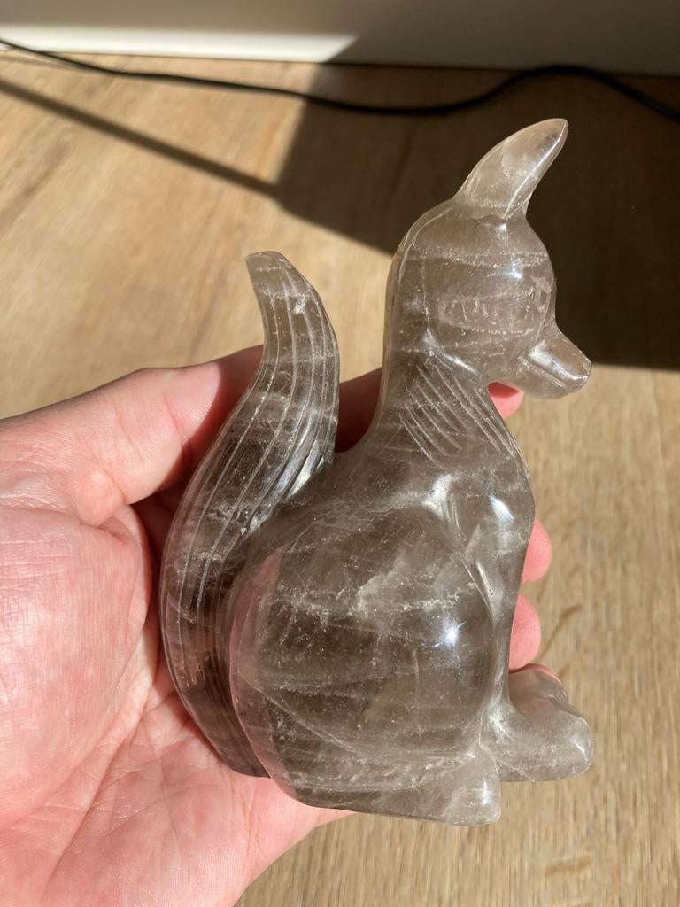 Rookkwarts carving vos, Ophalen of Verzenden, Mineraal