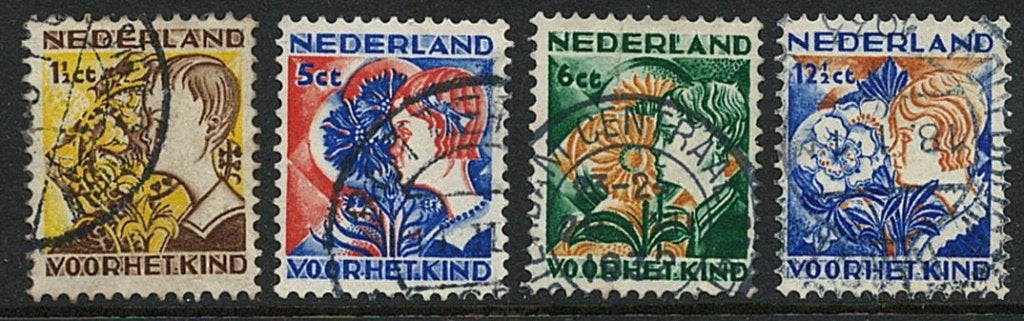 1932 Kinderzegels no 248/251  Gebruikt, Ophalen of Verzenden, T/m 1940, Gestempeld