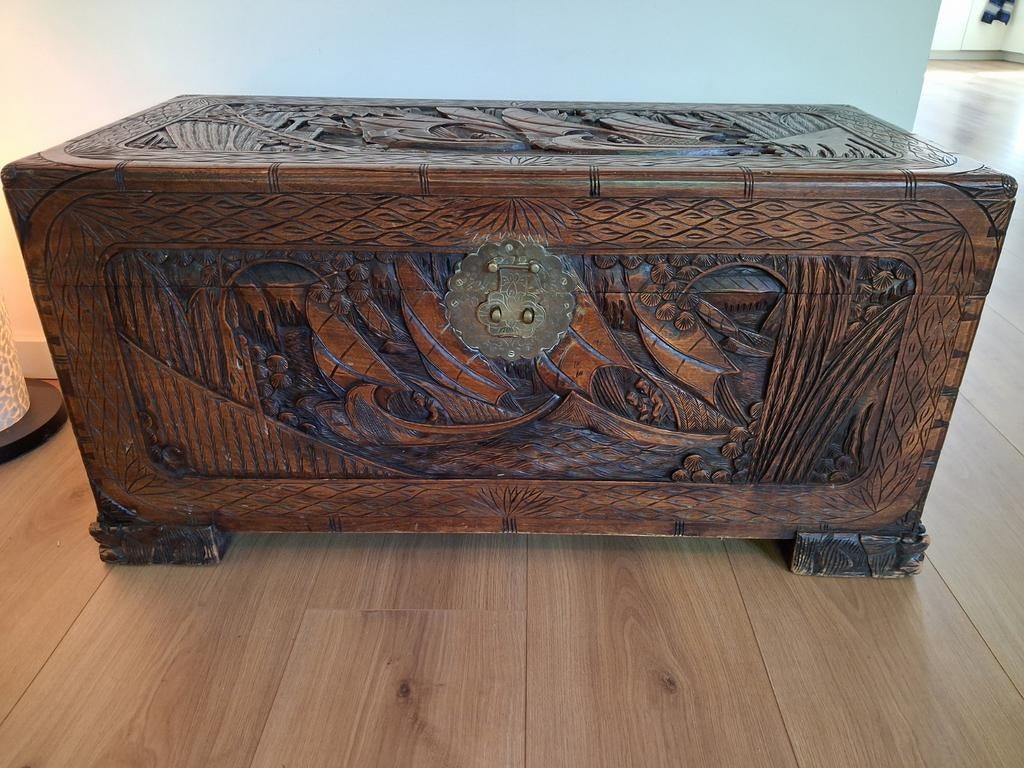 Indische dekenkist antiek, Huis en Inrichting, Ophalen, Gebruikt