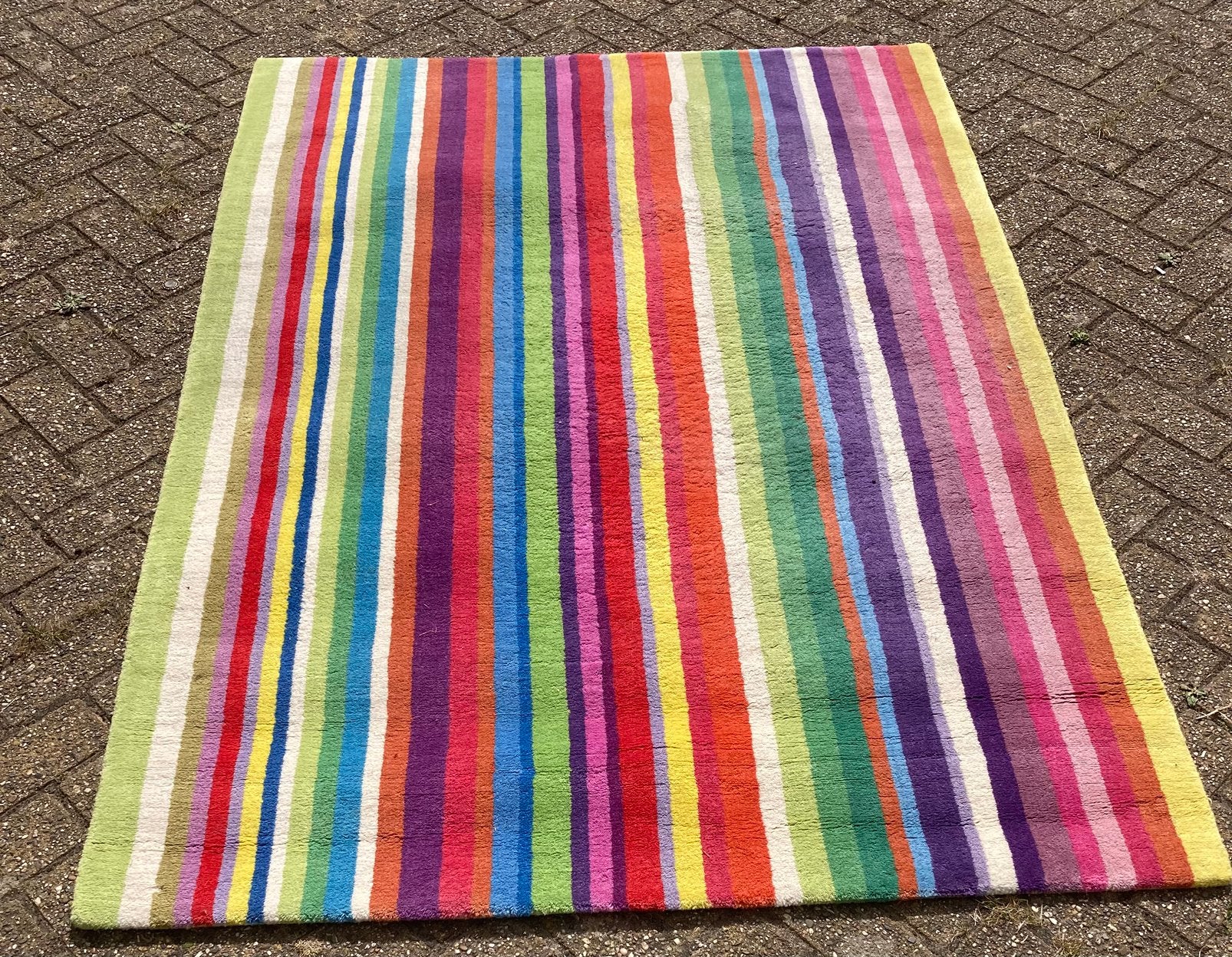 Vintage wolle Ikea tapijt Strib ontwerp Forslund, Meerkleurig, Textiel, Handgemaakt, Ophalen of Verzenden
