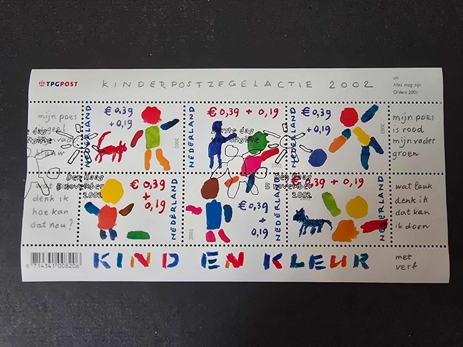 Kinderpostzegelvel Nederland 2002 - NVPH 2114, Postzegels en Munten, Ophalen of Verzenden, Na 1940, Gestempeld