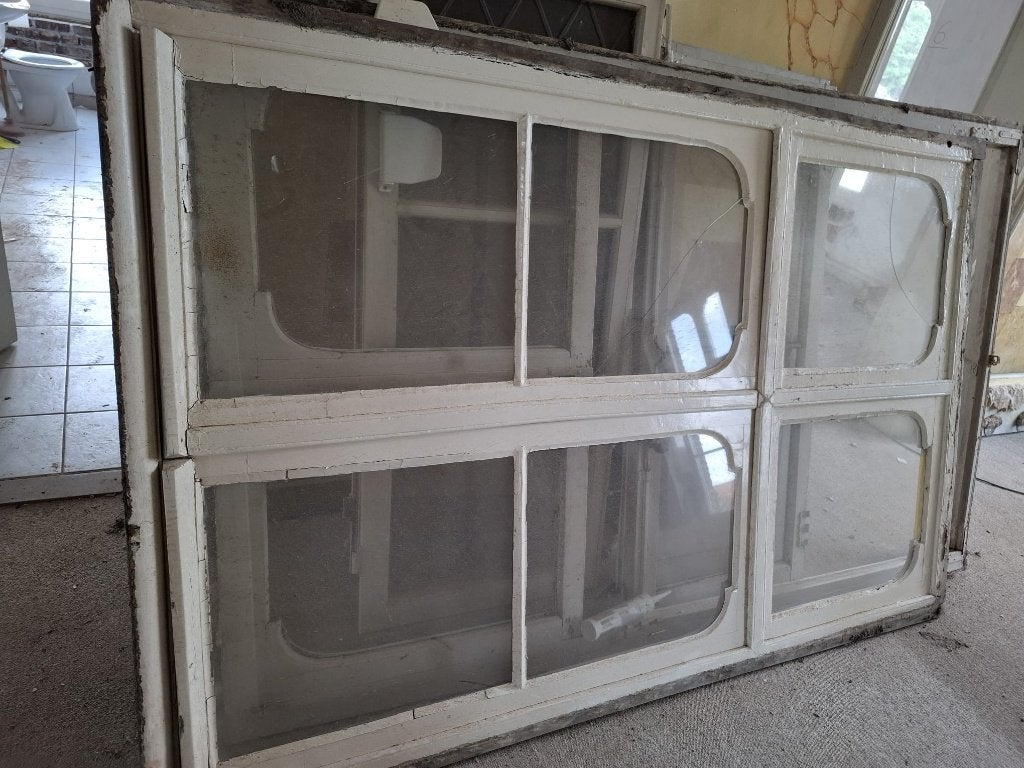 2 authentieke eikenhouten ramen – 136 x 210 cm, Ophalen, Gevelraam of Ruit, Gebruikt, 160 cm of meer