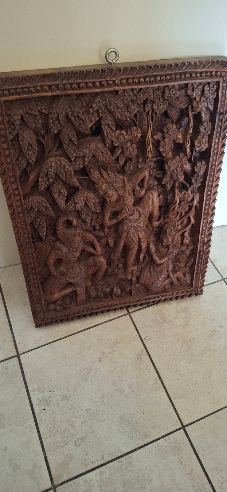 wandpaneel Ubud  Ramayana   Rama en Sita, Antiek en Kunst, Ophalen of Verzenden