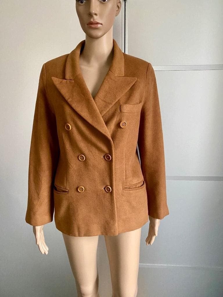 i695 Xandres maat M=38/40 wol + zijde jasje blazer colbert, Maat 38/40 (M), Bruin, Ophalen of Verzenden, Zo goed als nieuw