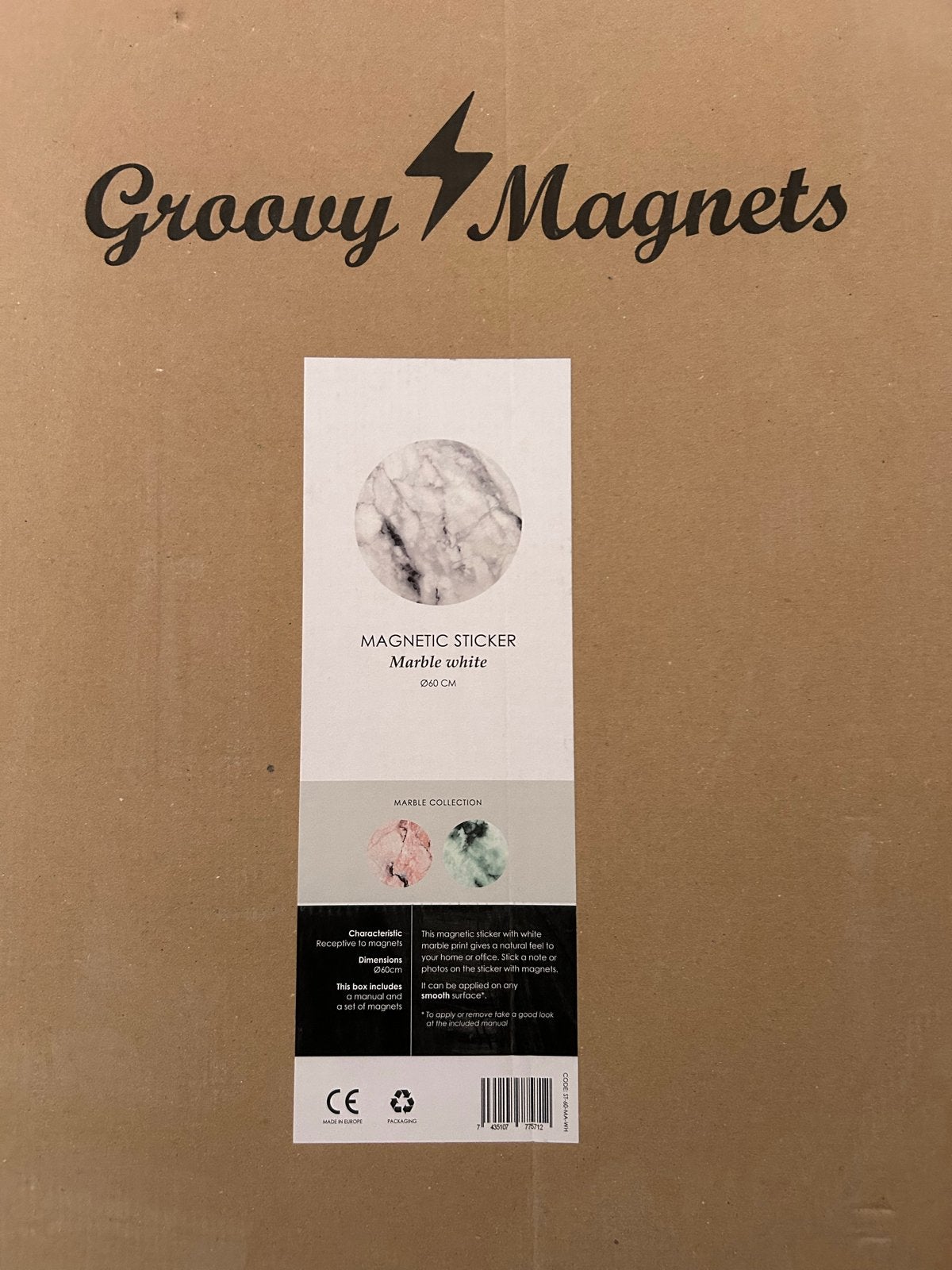 Groovy Magnets magneet sticker marmer wit 60 cm, Ophalen, Nieuw, Kunststof, Modern