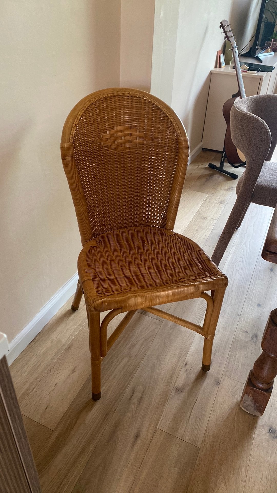 Rieten stoel, Huis en Inrichting, Stoelen, Ophalen, Gebruikt, Bruin, Riet of Rotan