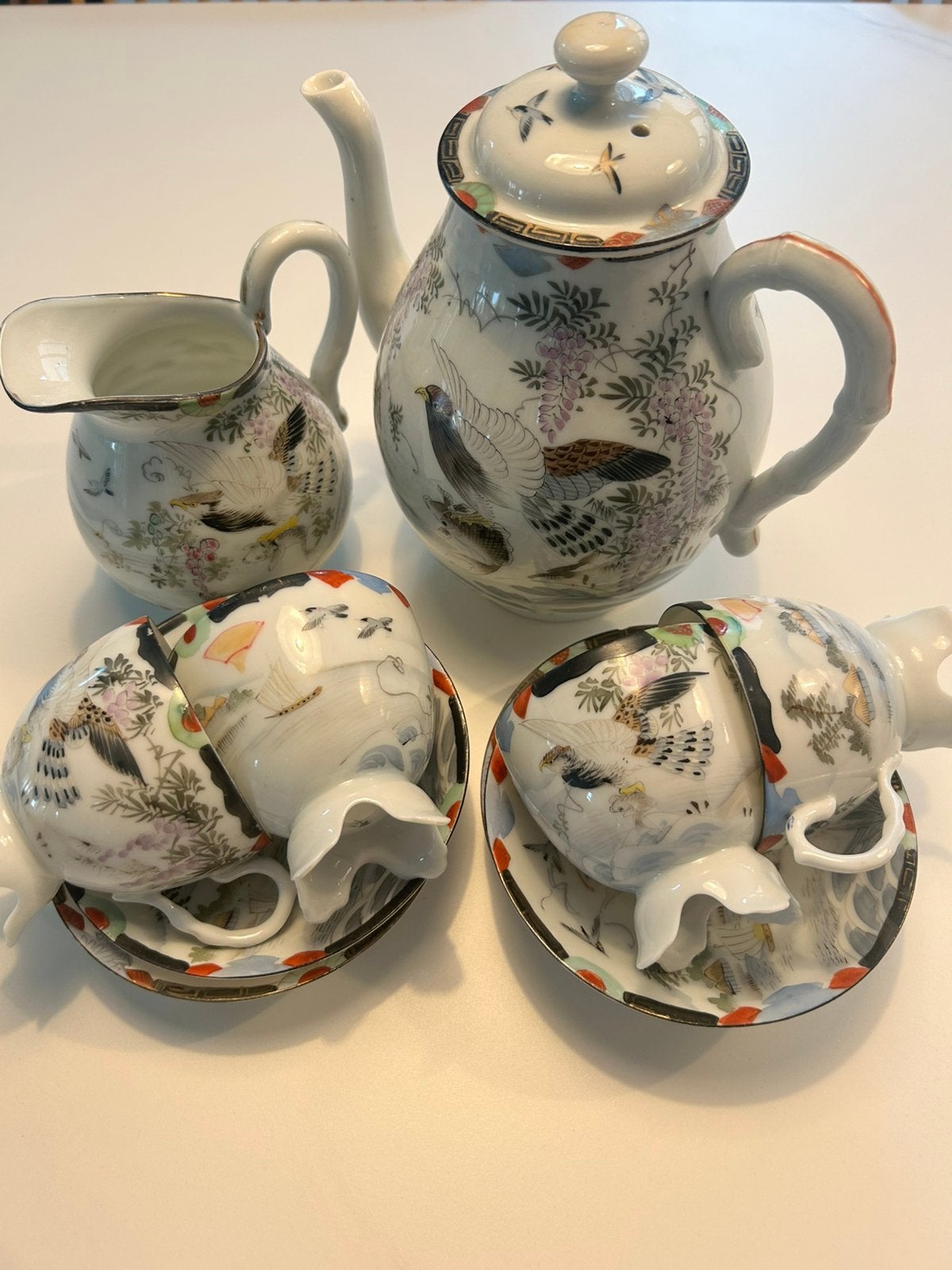 Vintage porseleinen theeservies Japanse stijl 10-delig, Ophalen