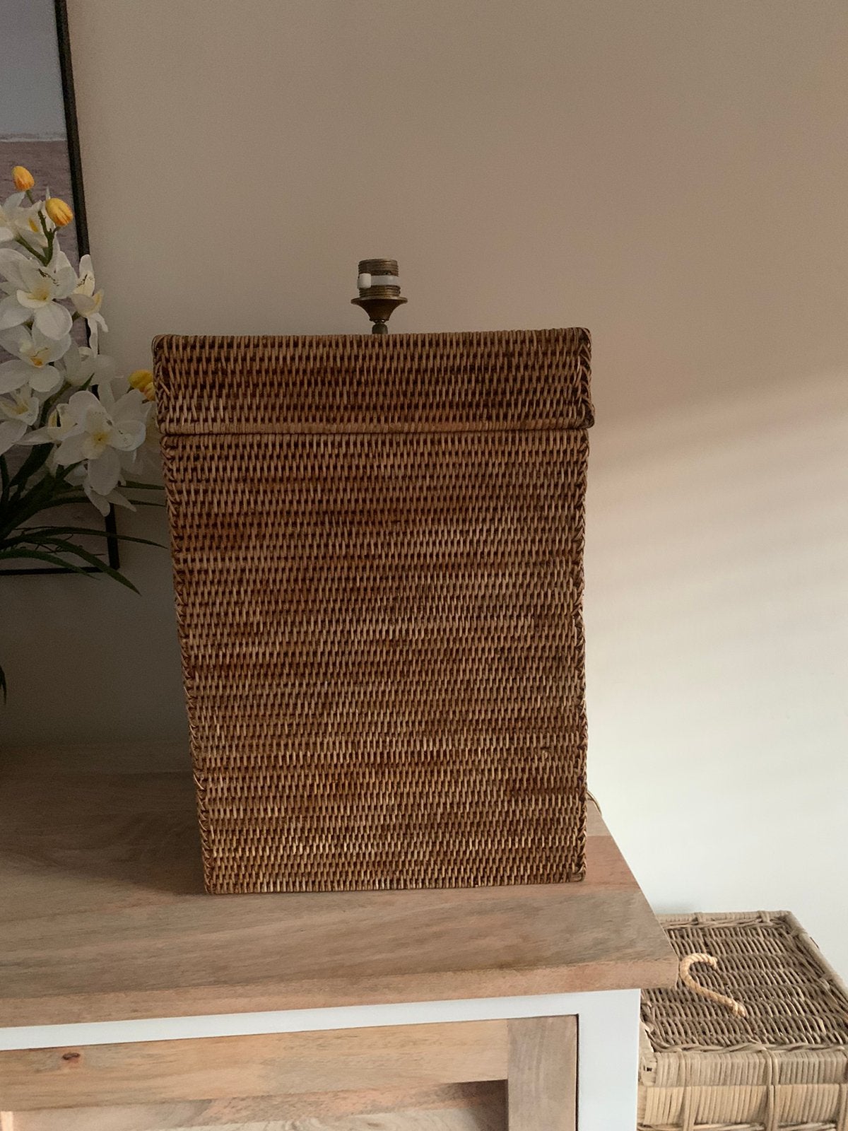 Grote XL rotan Birma lampevoet., Gebruikt, Verzenden, Overige typen, Handgemaakt
