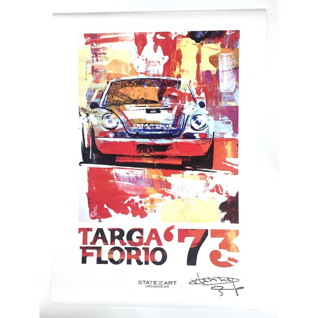 Targa Florio poster – Gijs van Lennep (gesigneerd), Verzenden, Gebruikt, Auto's