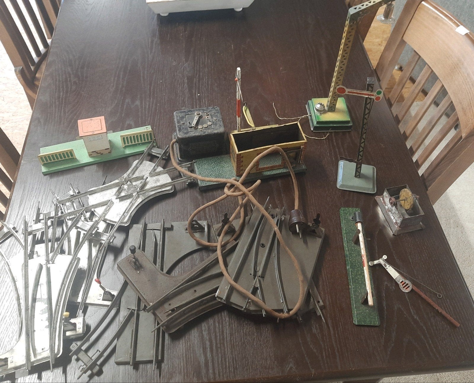 Vintage blikken modelspoorbaan accessoires en rails - Gebrui, Overige merken, Gebruikt, Gelijkstroom, Overige typen
