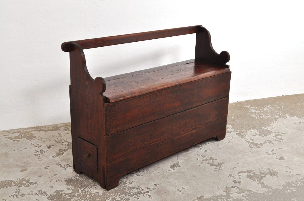 Antieke klepbank pine bank bankje 1830s, Antiek en Kunst, Antiek | Meubels | Stoelen en Banken, Ophalen of Verzenden