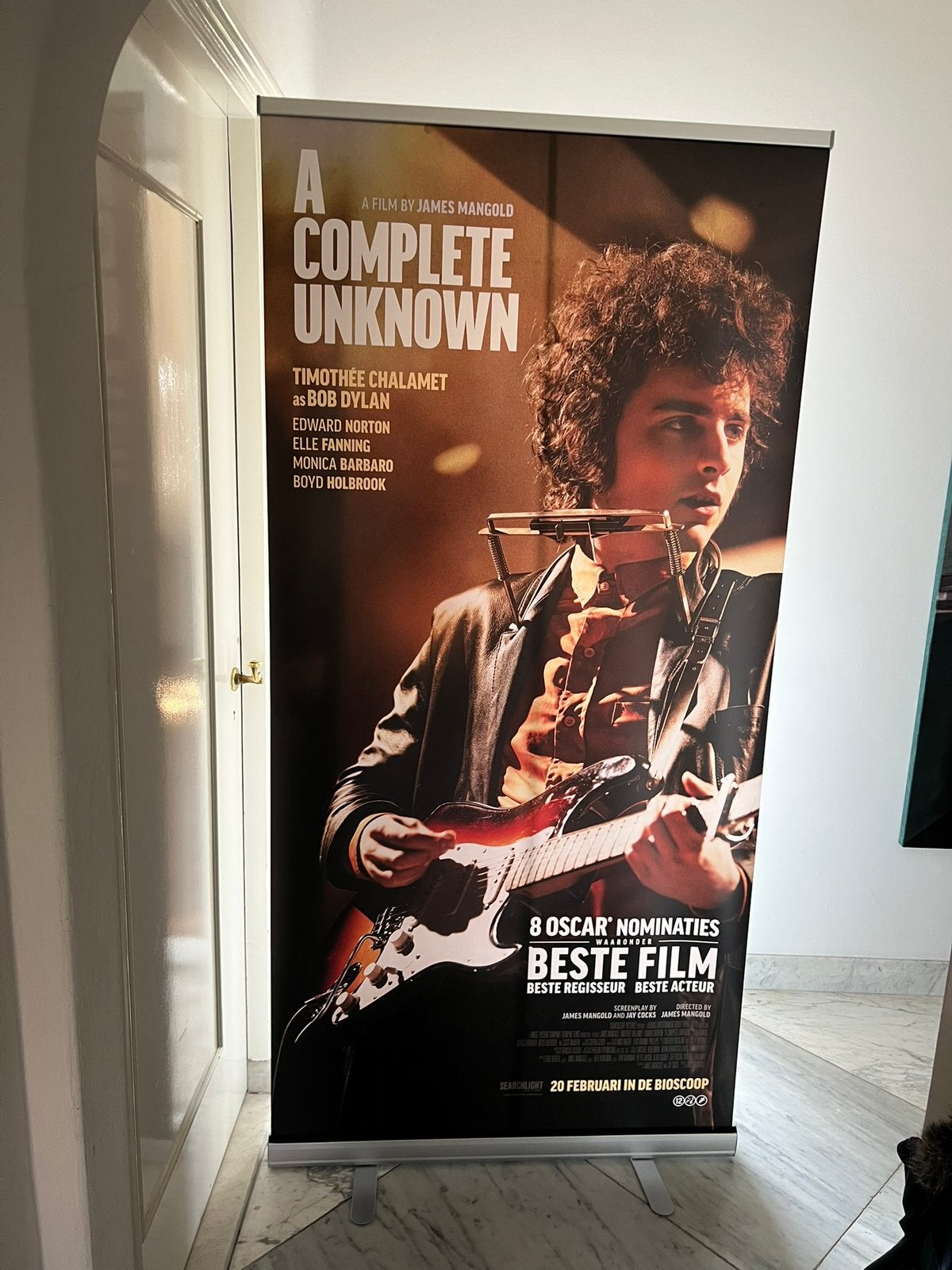 Banner a complete unknown Timothee Chalamet, Ophalen, Zo goed als nieuw, A1 t/m A3, Film en Tv