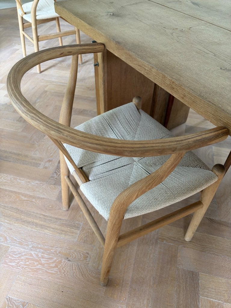 Loods 5 eetkamerstoelen Tao - wishbone - 4 stuks, Ophalen, Gebruikt, Bruin, Vier