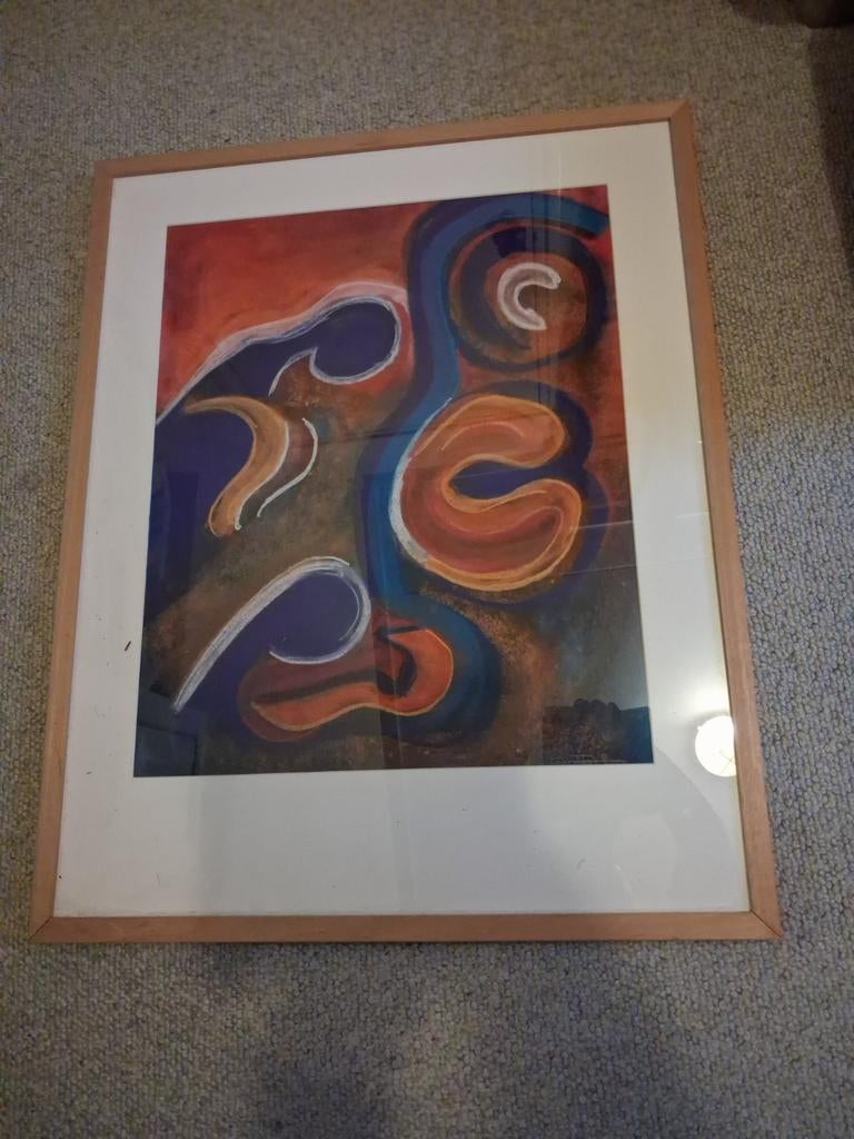 Abstracte Kunstprint in Houten Lijst, Ophalen