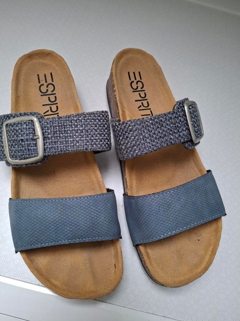 Esprit slippers met gesp - Maat 38, Blauw, Gedragen, Esprit, Sandalen of Muiltjes