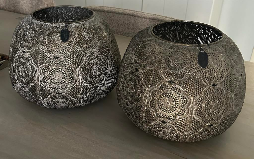 2x RIVERDALE groot mooi windlicht Marrakesh stijl, Ophalen of Verzenden, Zo goed als nieuw, Metaal, Kandelaar