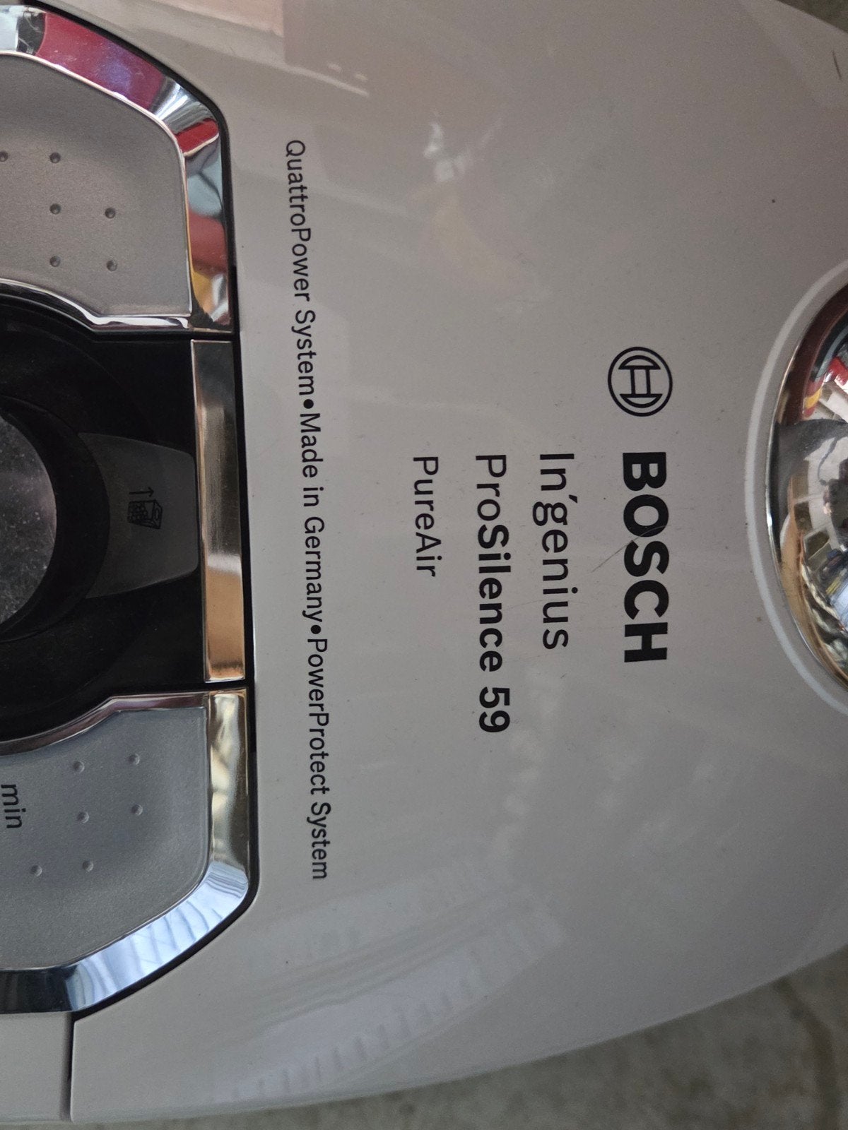 Bosch In'genius ProSilence 59 PureAir stofzuiger, Witgoed en Apparatuur, Stofzuigers, Stofzak, Gebruikt, Bosch, Ophalen of Verzenden