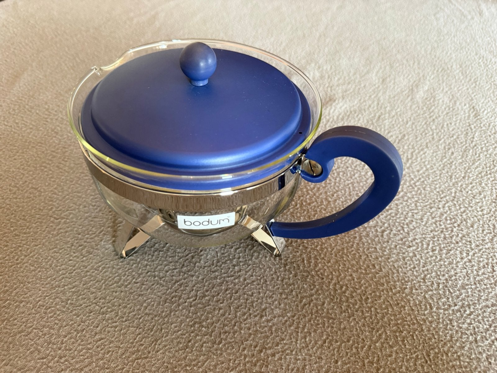 Bodum theepot jaren 70/80 met blauw deksel en handvat, Bodum, Zo goed als nieuw, Ophalen, Theepot/fluitketel