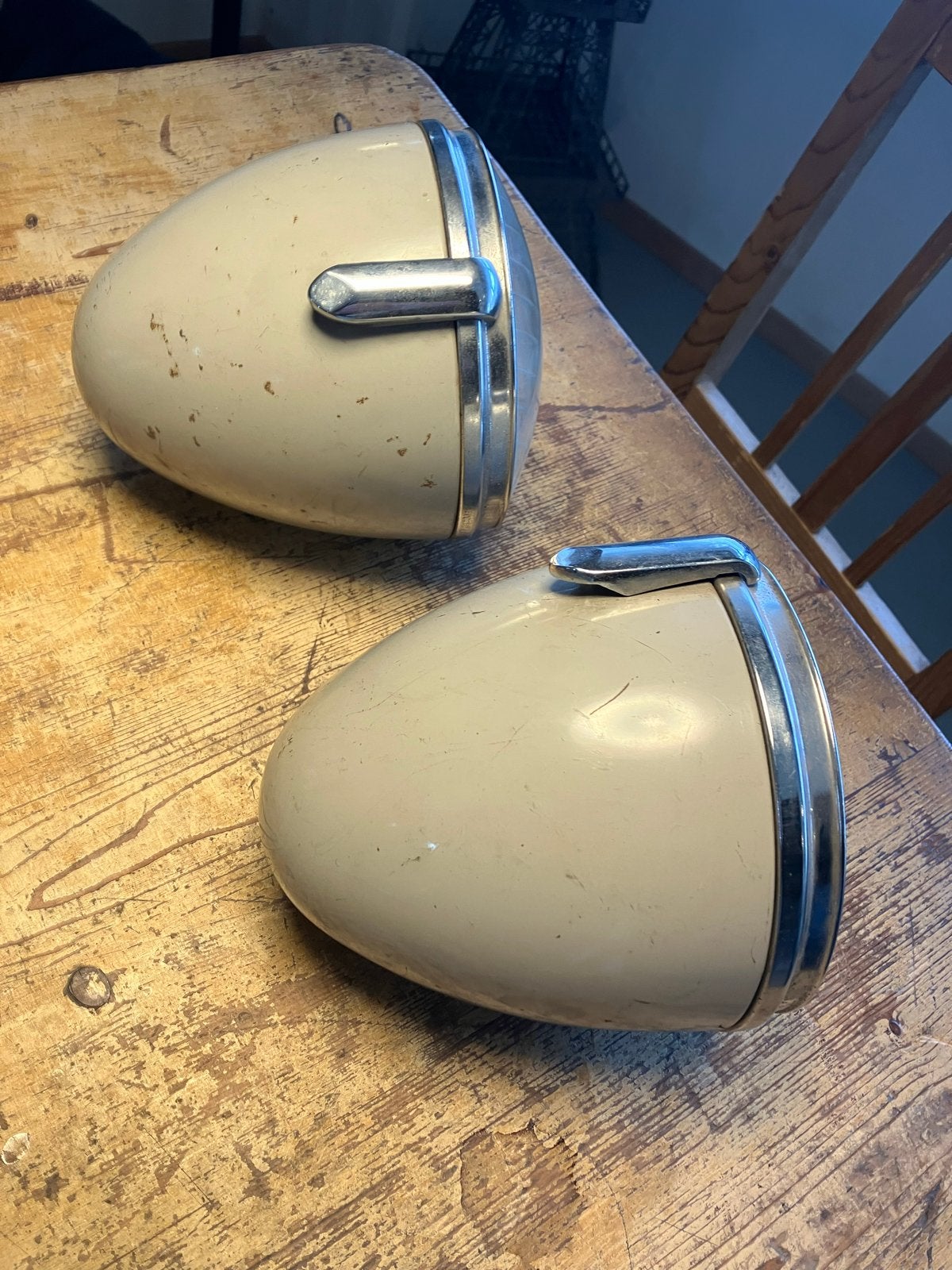 Set metalen koplampen oud model 2cv, Auto-onderdelen, Ophalen of Verzenden, Gebruikt, Oldtimer onderdelen