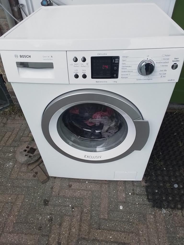 Bosch wasmachine 1400 toeren, Ophalen, Gebruikt, Voorlader, 85 tot 90 cm