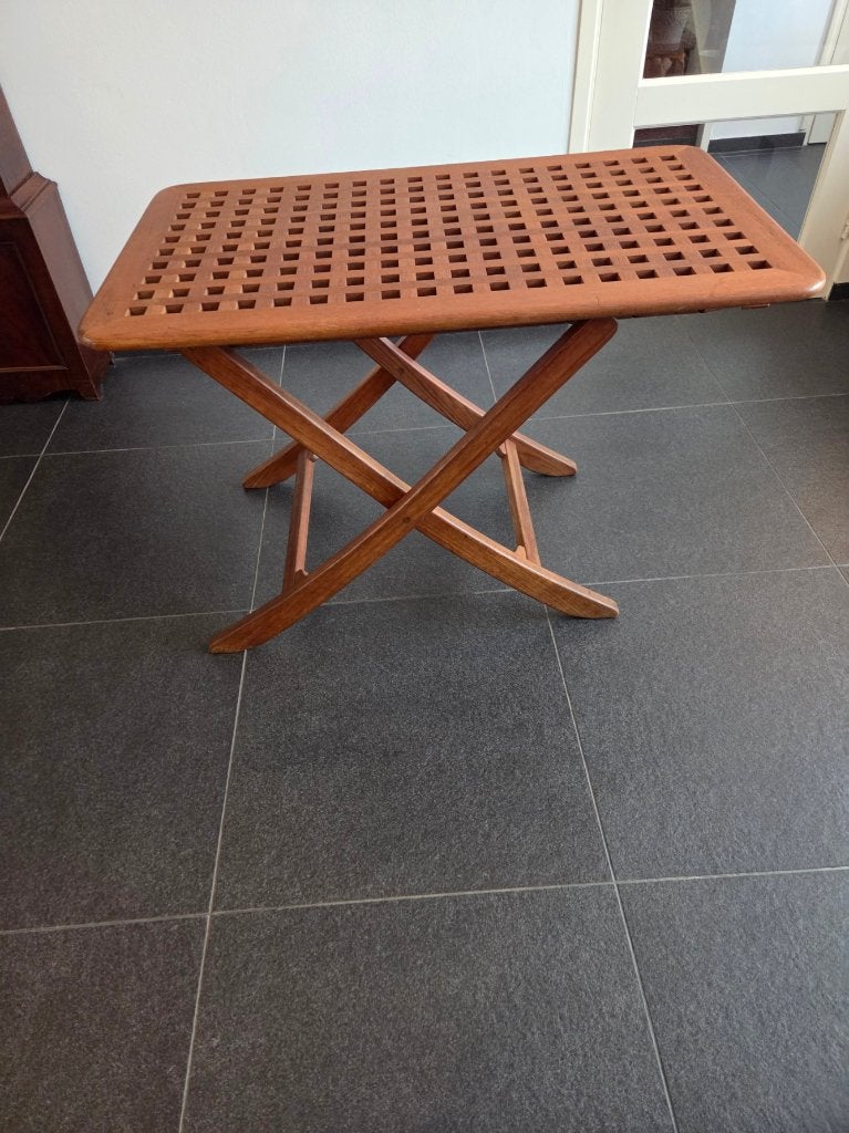 Inklapbare teak tafel Ibiza | 100 x 60 cm, Ophalen, Zo goed als nieuw, Interieur en Kussens