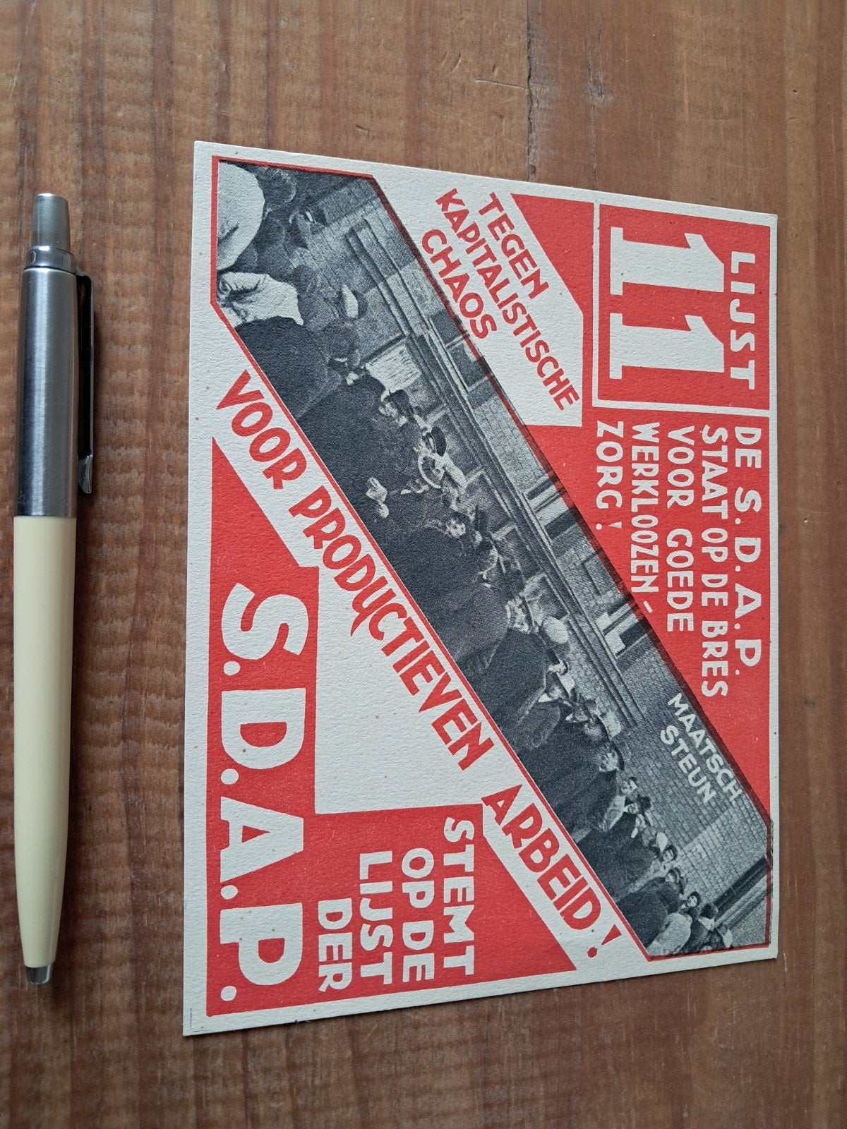 1933 SDAP Verkiezingsflyer - Lijst 11 - Voor Productieven Ar, Verzamelen, Ophalen of Verzenden, 1920 tot 1940, Nederland