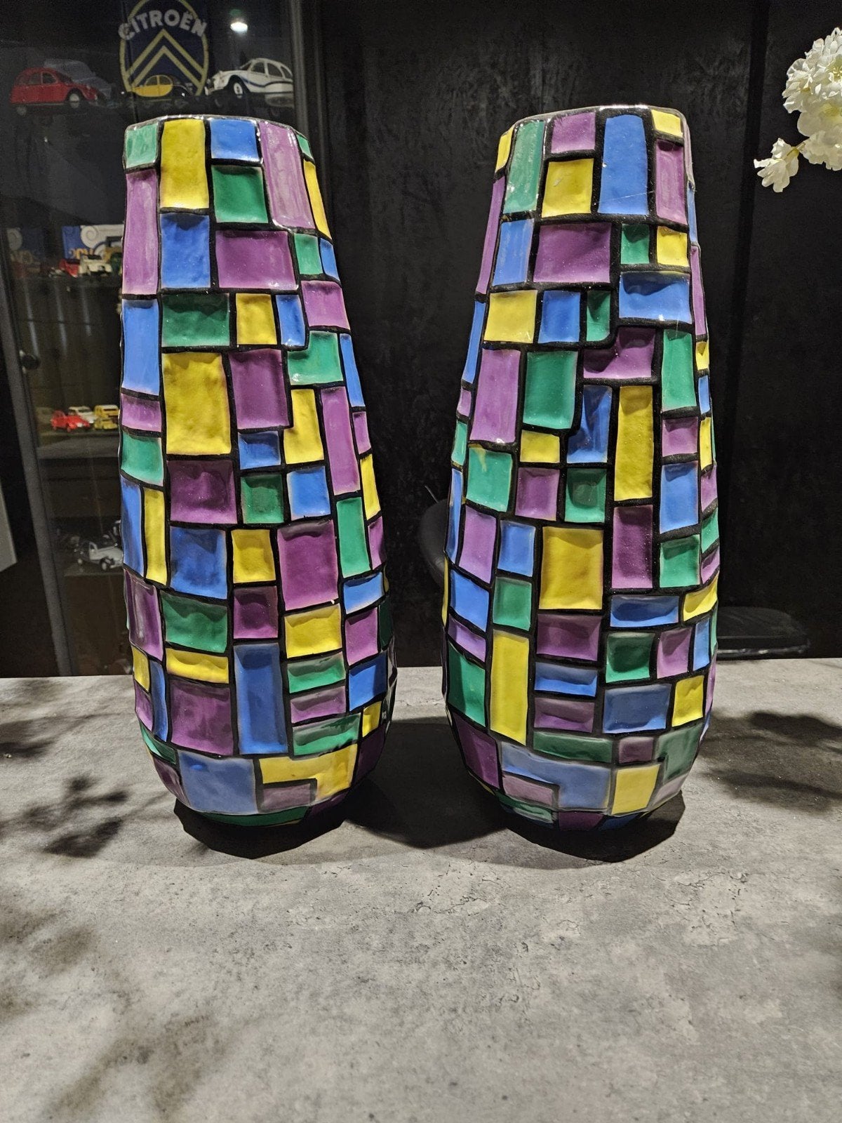 Gekleurde handgemaakte vazen (wereldwinkel), Ophalen, Nieuw, Overige kleuren, Glas
