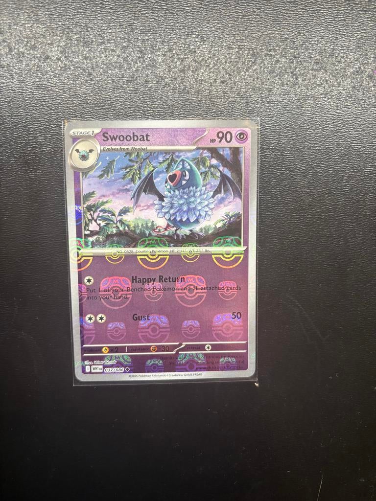 Pokemon Swoobat Masterball 037/086 - Reverse Holo, Ophalen of Verzenden, Zo goed als nieuw, Losse kaart, Foil