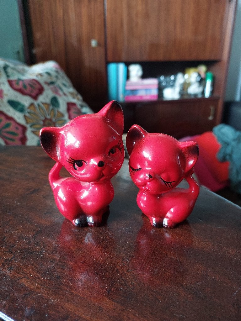 Vintage keramische poesjes, Ophalen of Verzenden, Gebruikt, Dier