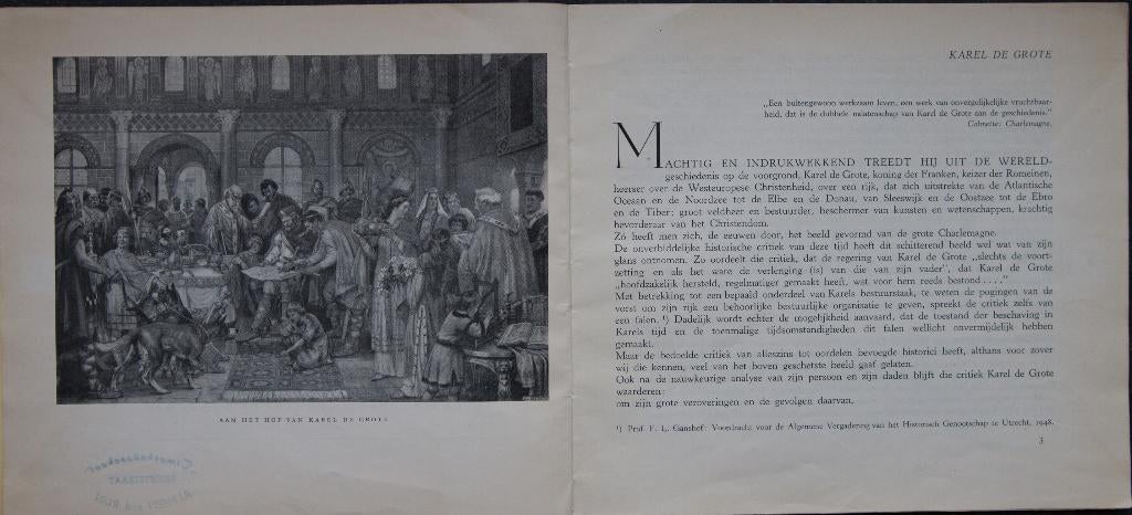 Schoolplaat boekje Aan het hof van Karel de Grote, Antiek en Kunst, Antiek | Schoolplaten, Ophalen of Verzenden, Geschiedenis