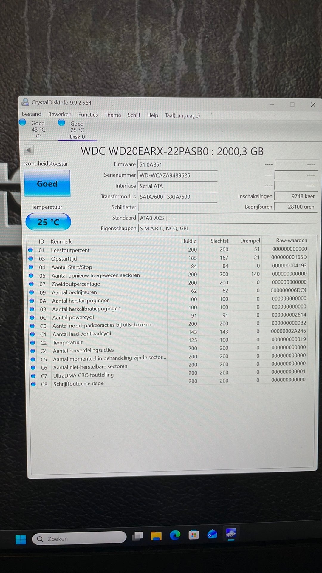 Western Digital Green 2TB HDD (WD20EARX) – Goede Staat!, Ophalen, Intern, 2TB, Zo goed als nieuw