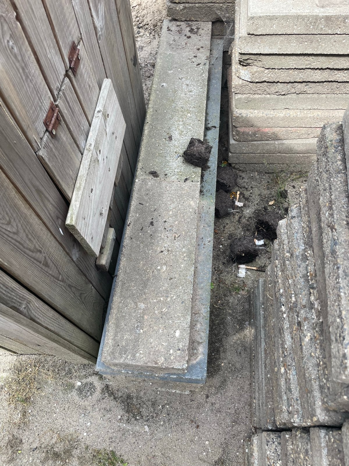 Gratis terrastegels en betonnen opsluitband/trottoirband, Tuin en Terras, Tegels en Klinkers, Ophalen, Gebruikt, 10 m² of meer